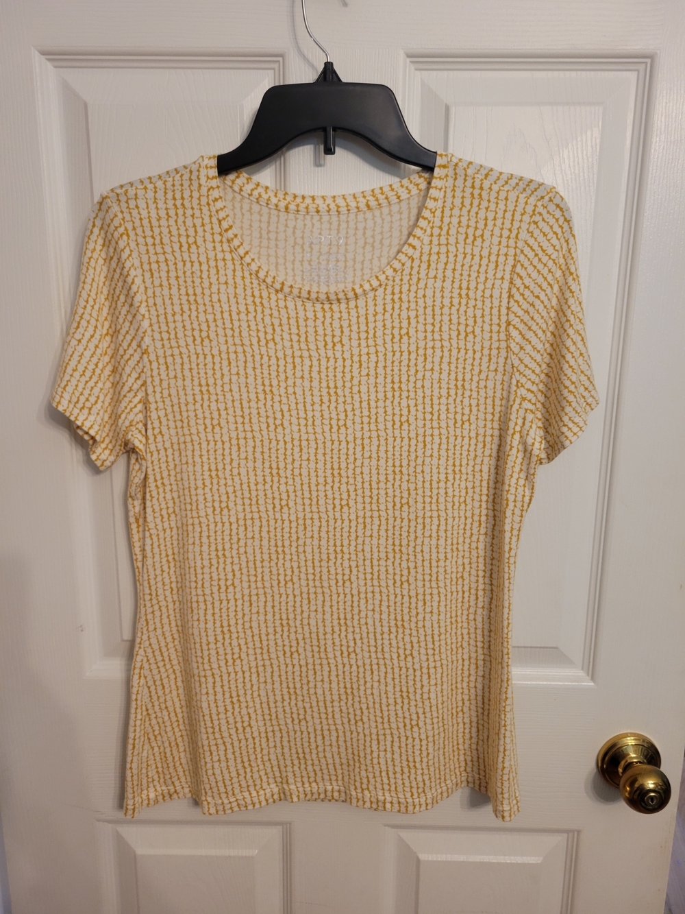 Apt. 9 Yellow and White Striped Short Sleeve Tee